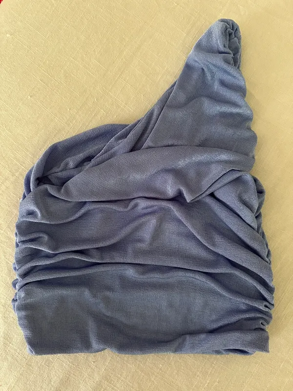 One Shoulder Crop Tank Top Blue - Image 3