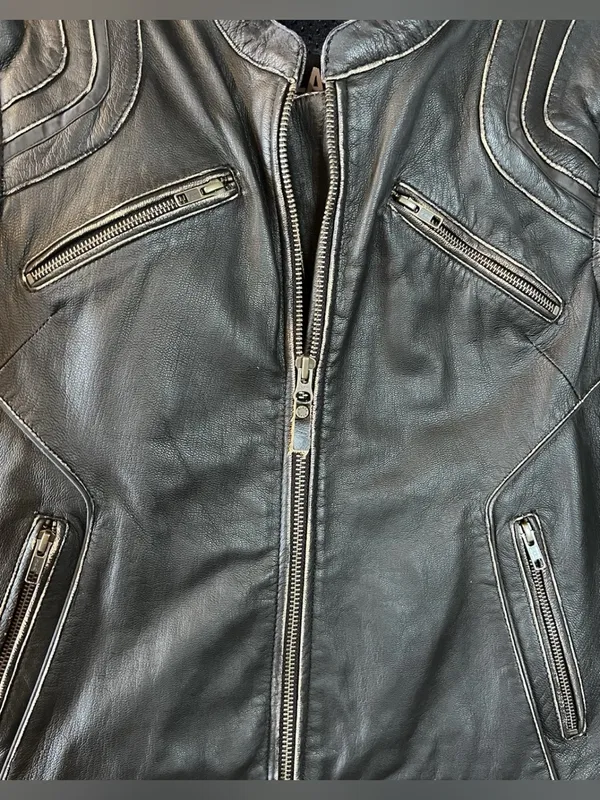 BLACK BRAND LEATHER MOTORCYCLE JACKET WOMEN'S CHARMER BLACK SIZE S/M Ret. $300 - Image 7