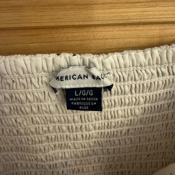 American Eagle Large Polka Dot Smocked Milkmaid Mini Puff Sleeve Dress Preppy - Image 8