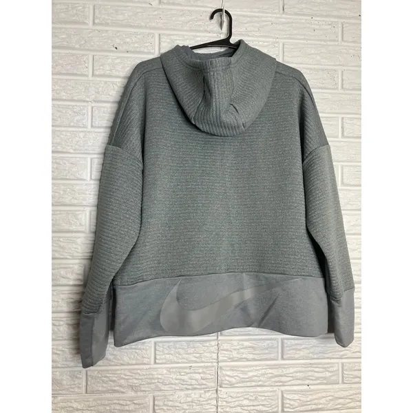 Nike Dri-FIT‎ Hoodie Womens Large Gray Excellent Textured Swoosh Pullover - Image 6