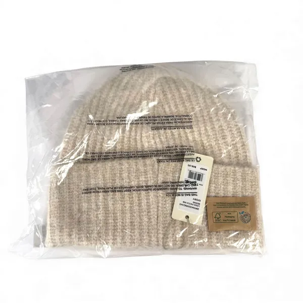 Favorite Daughter Logo Patch Rib Beanie Hat Ivory 1 Size - Image 2