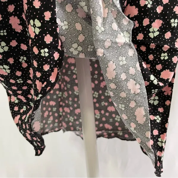 Free People New ​IRL Floral Print Slip Skirt Black Pink Combo Size 8 - Image 10
