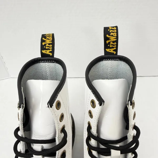 Dr. Martens White Patent Leather Combat Style Boots Size 6 - Image 5