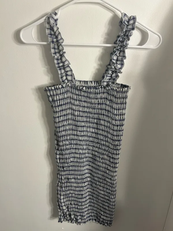 Emory Park Blue and White Gingham Smocked Mini Dress - Image 2