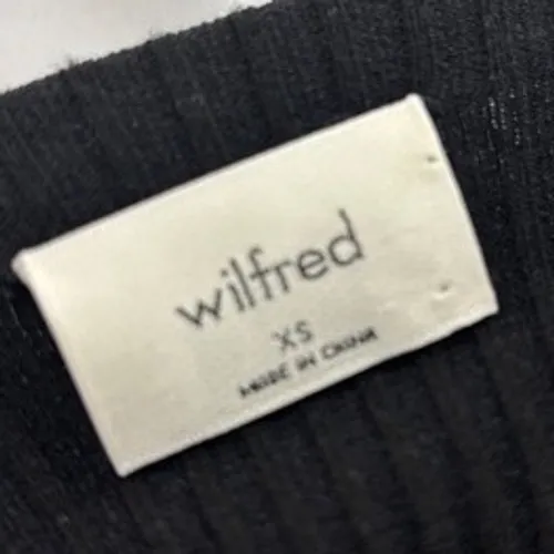 Wilfred Aritzia Black Ribbed‎ Mock Neck Long Sleeve Midi Dress XS Slit Bodycon - Image 2