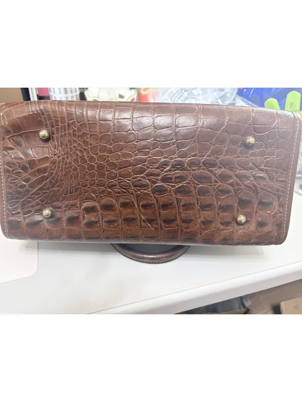 Authentic Vintage Brahmin Brown Leather Satchel Handbag – Lucky Penny Included - Image 7