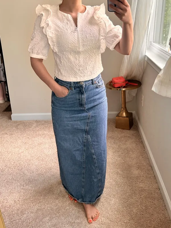 Mango long denim high waist skirt. S - Image 12