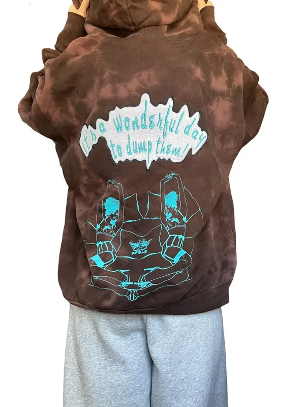 Boys Lie It’s A Wonderful Day To Dump Him Hoodie in Brown Tie Dye - Image 3