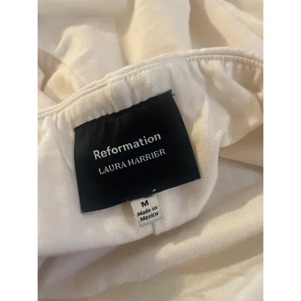 REFORMATION Etta Midi Dress SUSTAINABLE BRAND Fior di Latte COMFY STRETCH Medium - Image 5