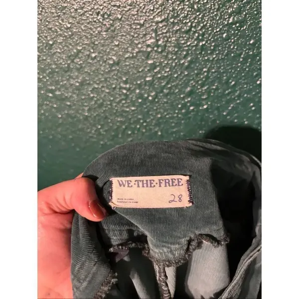 Free People Green High Rise Corduroy Flared Pants Sz 28 - Image 4