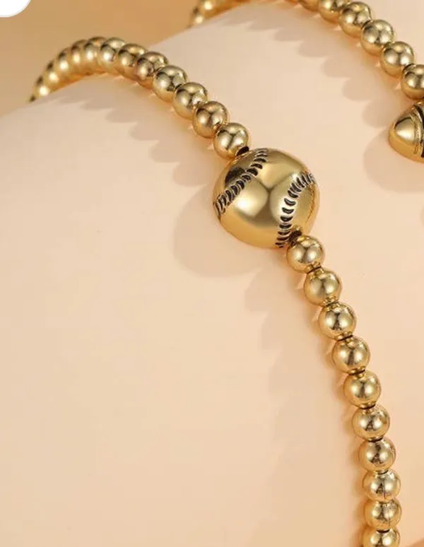 GAME DAY BASEBALL BALL CHAIN BRACELET Gold - Image 2