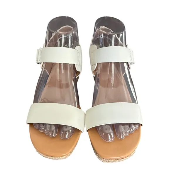 UGG Eisley Cream White Leather Espadrille Wedge Sandals‎ Size 7 - Image 3