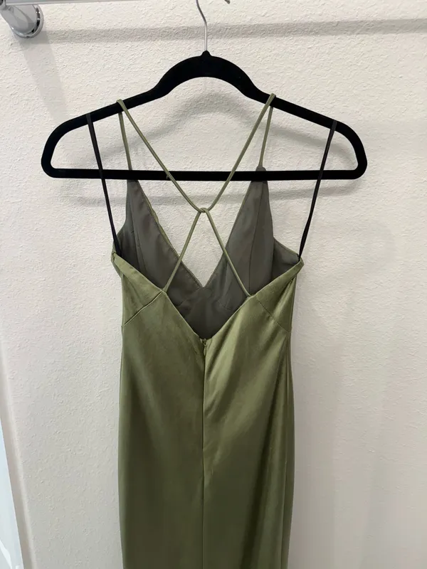 Hello Molly Midi Dress Green Satin - Image 4