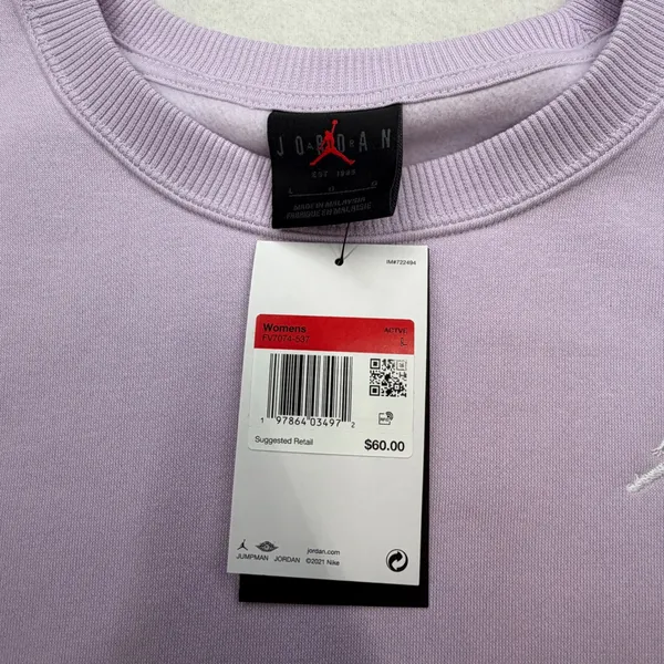 Jordan Womens Brooklyn Fleece Crewneck Sweatshirt Purple FV7074-537 Large NWT - Image 6