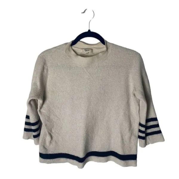 Madewell Cream Sweater w Stripe Detail | Size Small - Image 2