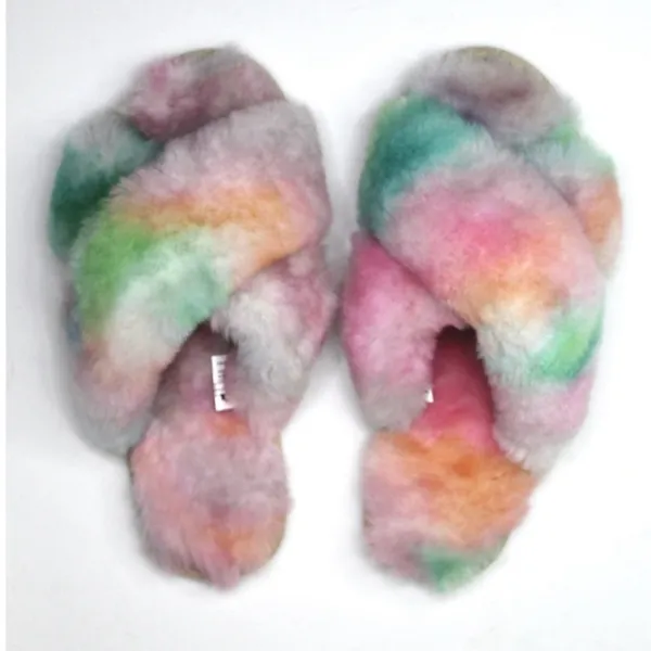 Anthropologie Cozy Multicolor Fuzzy Slippers - Image 7