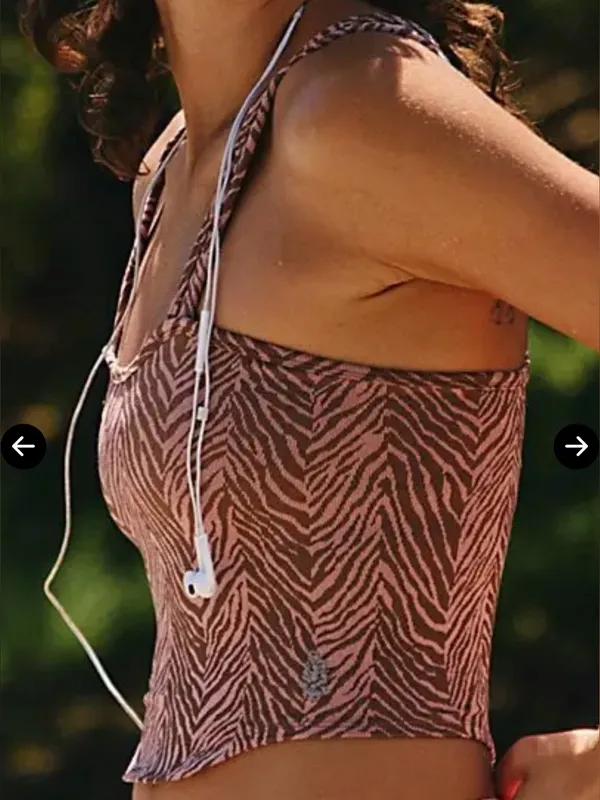 FP Movement Free People Flutter Kick Zebra Active Cropped Tank Sports Bra M/L - Image 3