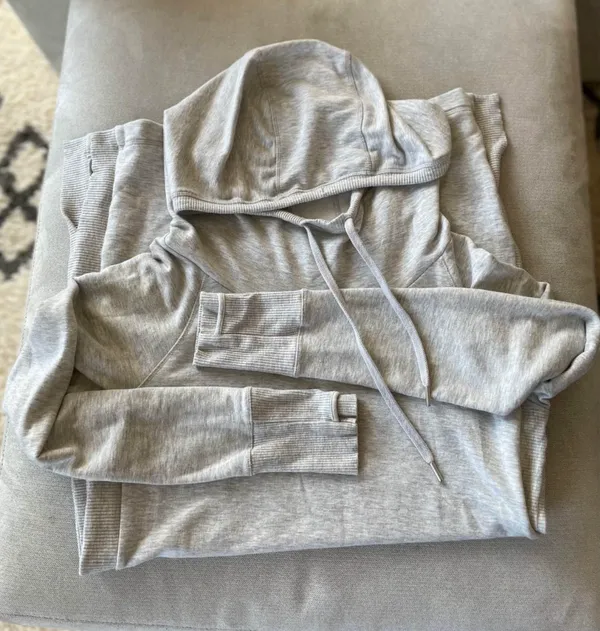 Hayes Sweatshirt Hoodie Midi Dress/Tunic Lt Heathered Gray - Image 2