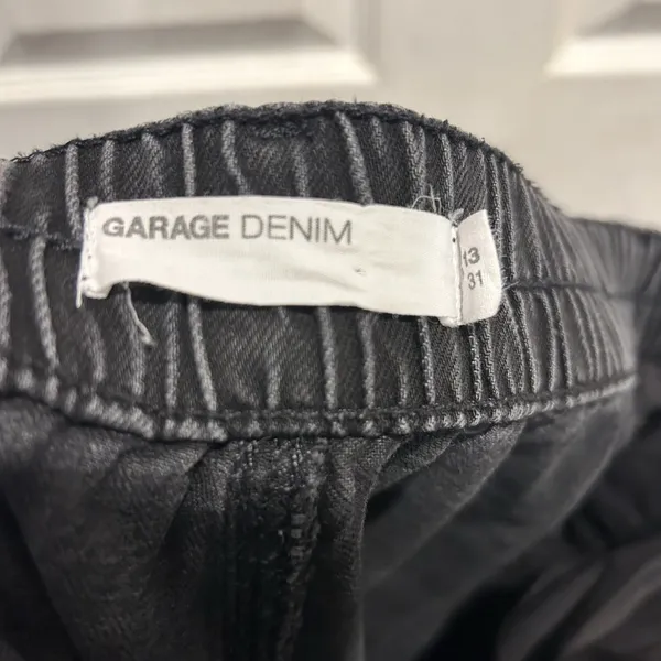 Garage Denim Black Wide Leg Elastic Waist Jeans Size 13/31 Organic Cotton Mix - Image 8