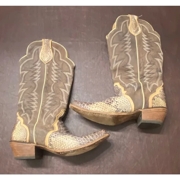 Idyllwind Triad Exotic Python Snip Toe Western Boots Brown Size 9B Cowgirl Rodeo - Image 6