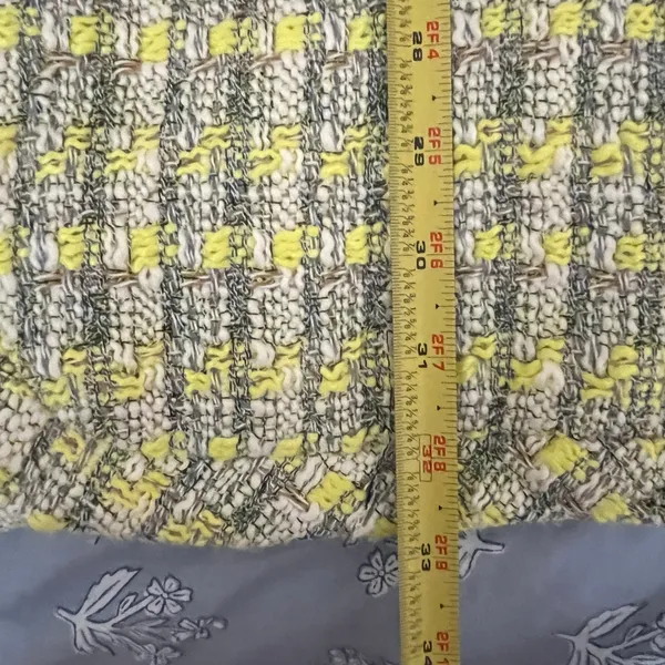 Tuckernuck Yellow and Gray‎ Plaid Tweed V-Neck Mini Dress Long Sleeve Size S - Image 8