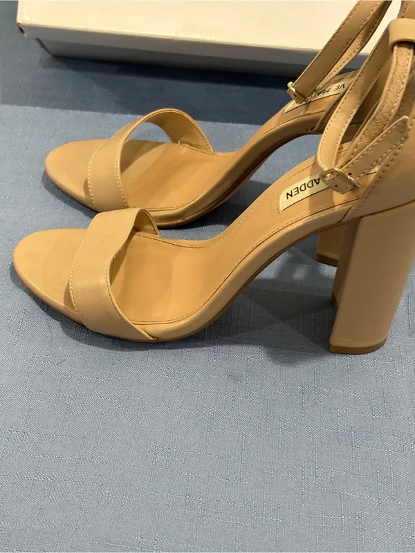 Steve Madden Blush Leather Block Heel Ankle Strap Sandals Women's Size 8 - Image 7