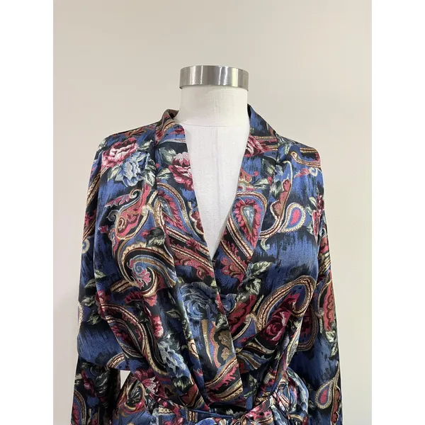 Source Unknown Vintage Satin Paisley Robe Nightgown Long Sleeve Lounge Wear‎ Size M - Image 9