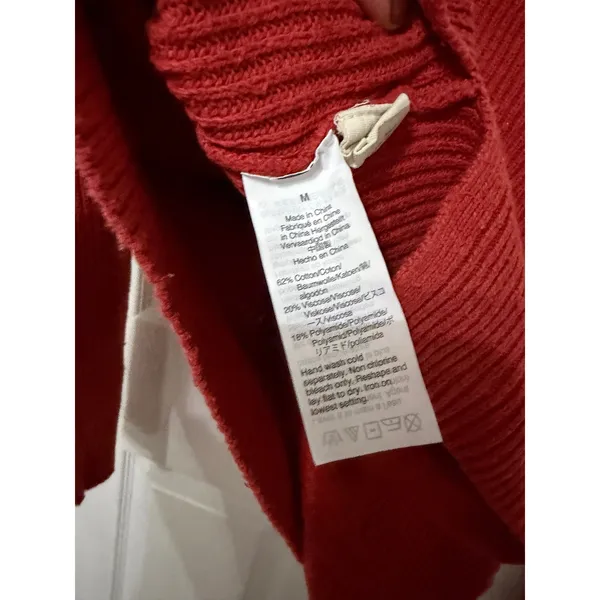 Madewell Womens Ribbed Pocket‎ Crewneck Sweater Rust Red J8782 Medium - Image 6
