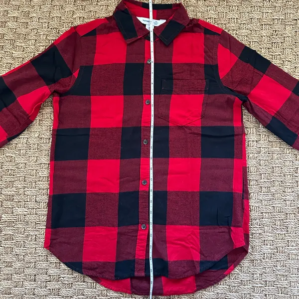 Old Navy Shirt Women's Extra Small Classic Fit Red Buffalo Plaid Flannel - Image 8