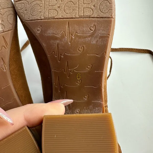NEW BC Faux Suede Open Toe Brown Strappy Lace Up Bootie Size 6 Every Day Comfort - Image 9
