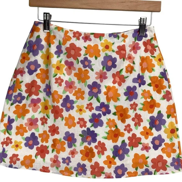 Peppermayo Spring Days Linen Mini Skirt Size‎ 4 NWT Blooming Floral Lined - Image 5