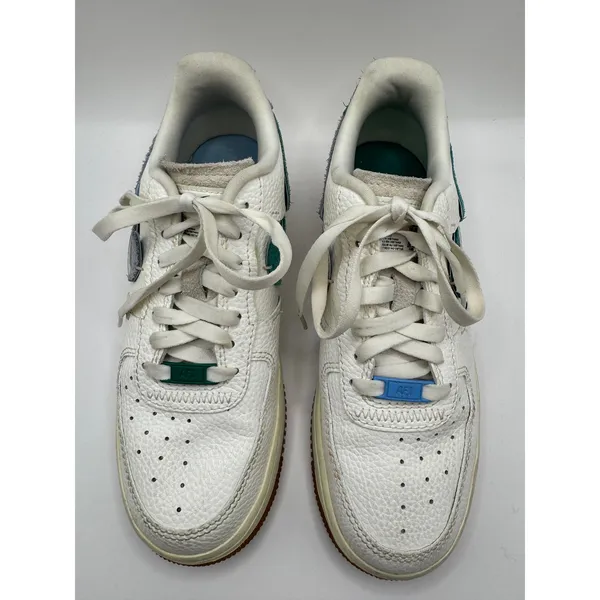 Nike Shoes Women 8.5 Sail Mystic Green Leather Air Force 1 Vandalized‎ Sneakers - Image 4