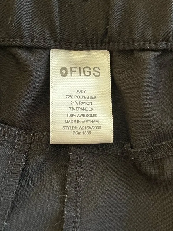 Figs Women’s Black Zamora Jogger Scrub Pants with Gray Drawstring Size Small - Image 3