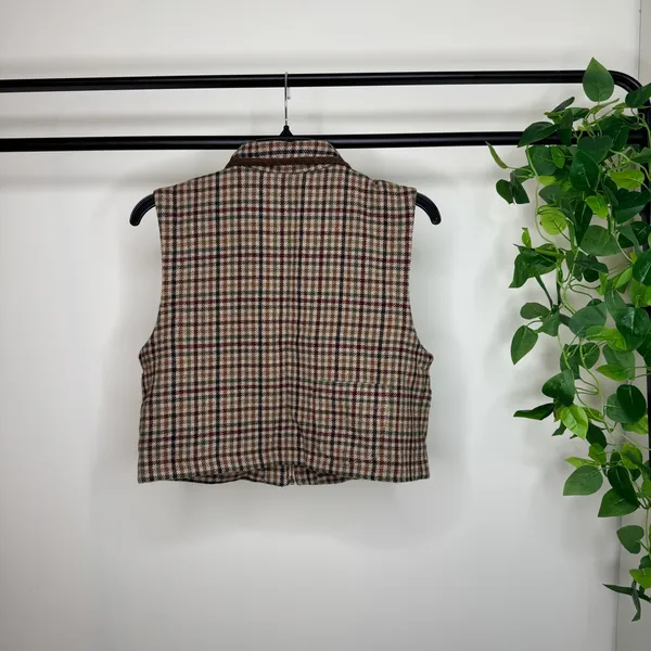 Vintage VTG Marsh Landing Cropped Plaid Wool Blend Vest size S Small - Image 4
