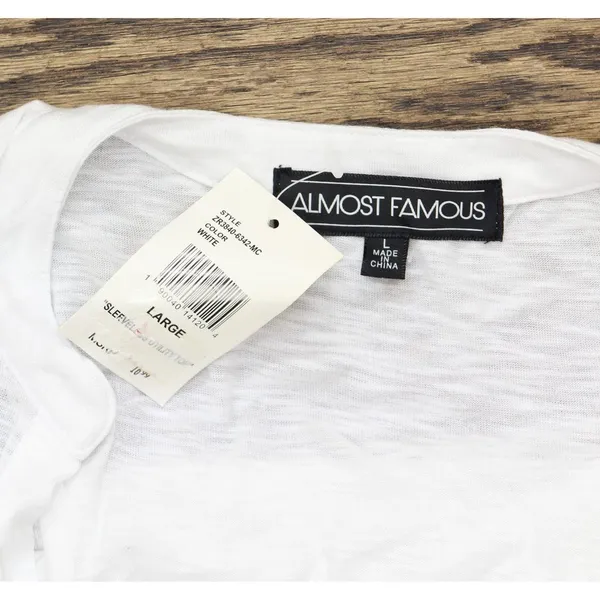 NWT Almost Famous Juniors Sleeveless Utility Tunic Shirt top White L - Image 5