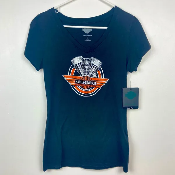 NWT * HARLEY DAVIDSON Cotton Short Sleeve Black Tee Shirt Size S - Image 2