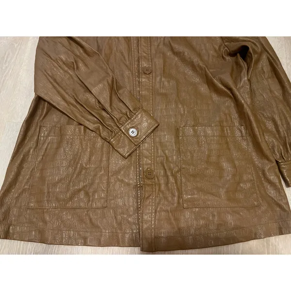 Marc New York Brown Faux Leather Jacket WITHOUT Belt- Size M - Image 2