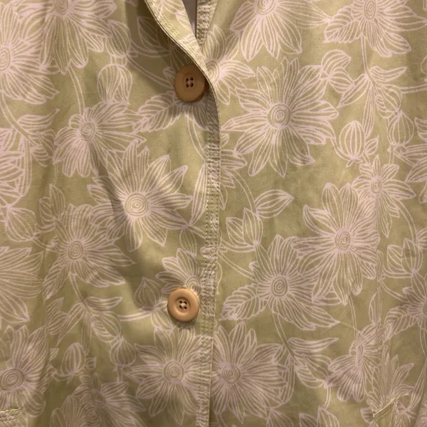 LL Bean Womens Green Floral Print Lightweight Jacket L Cotton Fisherman‎ Spring - Image 2