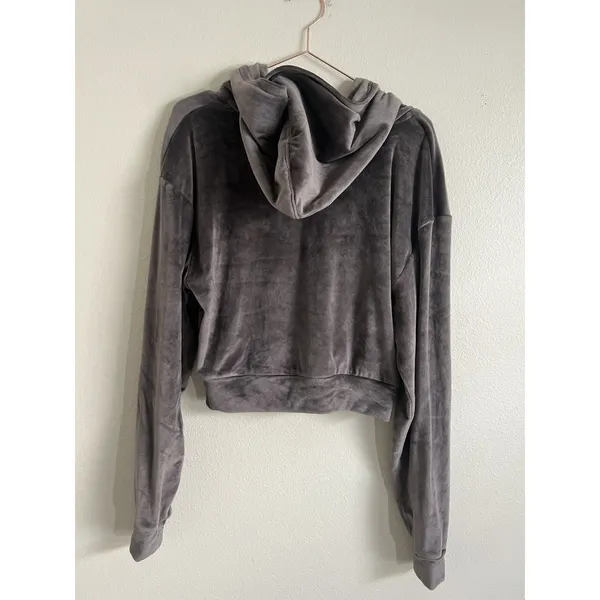 Skims Velour Full Zip‎ Hoodie Size L Brown Soft Plush Loungewear Jacket - Image 5