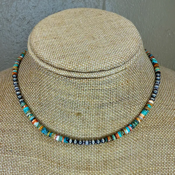 Handmade 16” Navajo Style Sterling Silver Pearls Necklace - Image 5