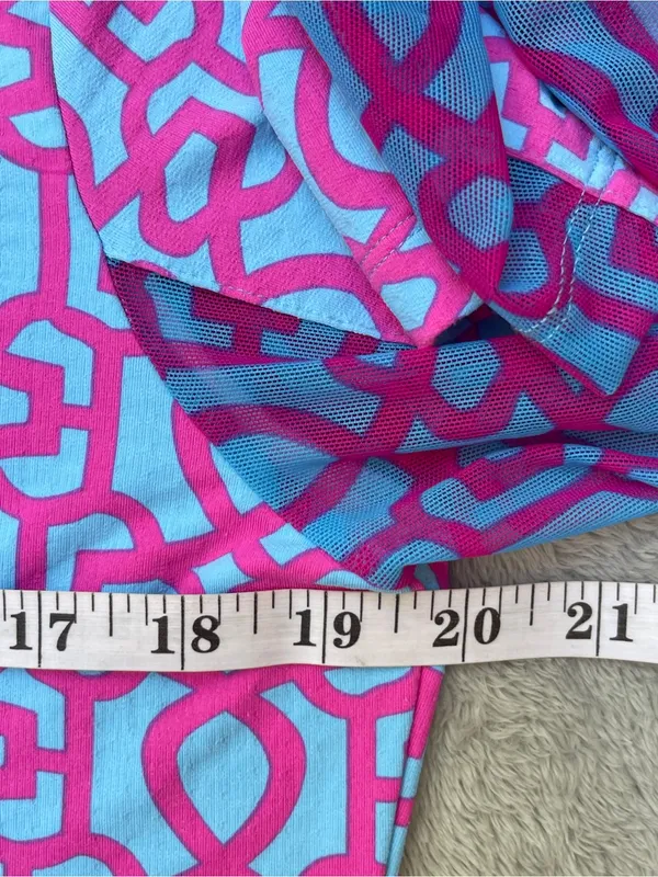 IBKÜL Pink Blue Carolyn Geometric UPF 50+ Sun shirt quarter zip polo golf M - Image 4