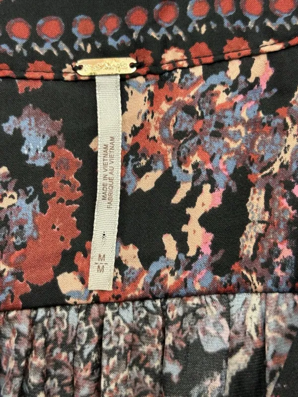 Free People Run Free Blouse Top Size Medium Tie Front Floral Button Front READ - Image 8