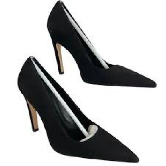 Good American Icon Suede BBlack Women's High Heels Made in Spain $275 NEW 7.5 - Image 2