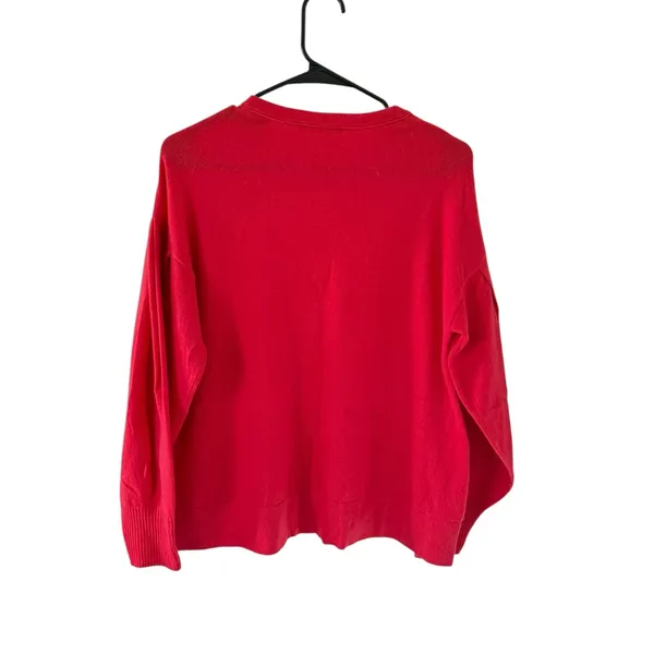 Vince Pleated Sleeve Cashmere Crew in Poppy - Image 3
