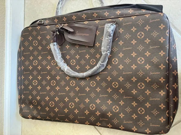 Brown Faux Leather Suit Bag - Image 7