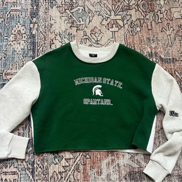 Hype and Vice NWT Michigan State Rookie Sweater Pullover Raglan Fleece Cropped - Image 12