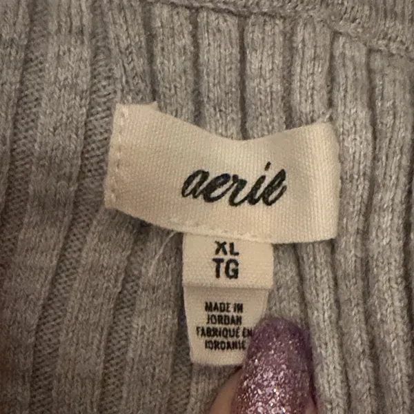 Aerie Gray Ribbed Button-Up Sweater - Image 5
