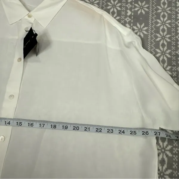 NWT‎ Massimo Dutti Women's White Flowing ShortSleeve Oversized Shirt Size Medium - Image 8