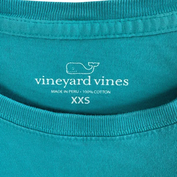 Vineyard Vines Whale L/S Logo Tee XXS Blue Green Cotton Graphic‎ Shirt Preppy - Image 3