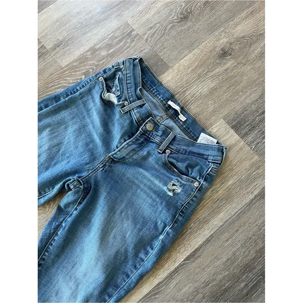 Levi’s Womens Curvy Skinny Jeans Size 29 Distressed Raw Hem Stretch Blue Denim - Image 7